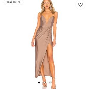 Michael Costello Jake Gown in Taupe